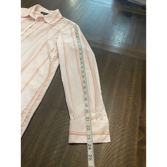 Lafayette 148 NY Velma Striped Skylark Button Front Long Sleeve Shirt Size Small - Picture 4 of 11